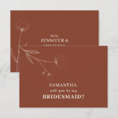 Terracotta Bloem Eenvoudig Katoen wees mijn bruids Kaart (Voorkant / Achterkant)