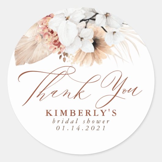 Terracotta Bloem Exotische Boho Bedankt Ronde Sticker (Voorkant)