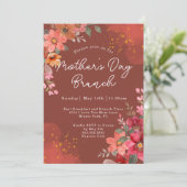 Terracotta bloem goud perzik Moederdag brunch Kaart (Staand voorkant)