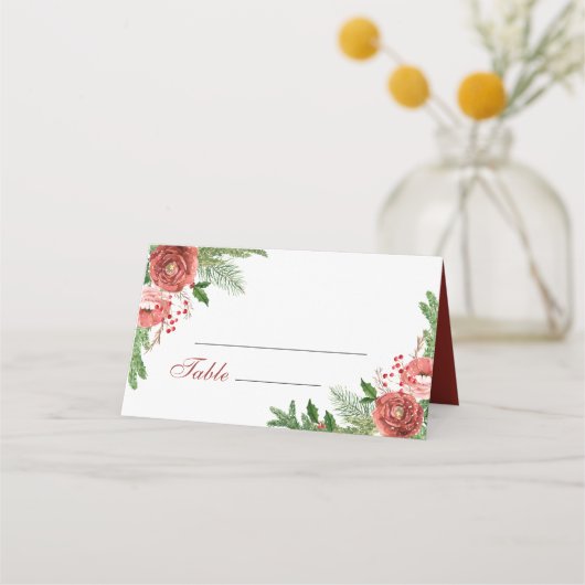 Terracotta Bloem Kerstmis Grove Tak Huwelijk Plaatskaartje (Voorkant)
