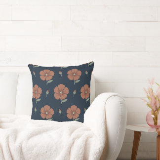 Terracotta bloem minimalist throw in gedekte blauw kussen