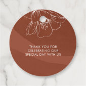 Terracotta Bloem Minimalistische Moderne Dankjewel Bedankjes Labels (Achterkant)