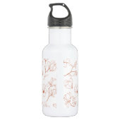Terracotta Bloem Monogram Naam Waterfles (Achterkant)