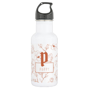 Terracotta Bloem Monogram Naam Waterfles