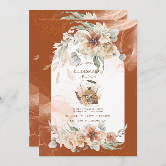 Terracotta bloem Pampas gras BRIDSJONFER LUNCH (Voorkant / Achterkant)