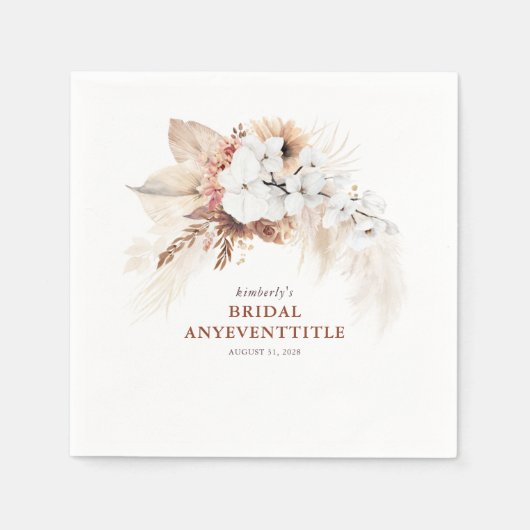 Terracotta Bloem Pampas Gras Elke Gebeurtenis Servet (Voorkant)