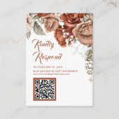 Terracotta bloem QR-code RSVP trouwwebsite Informatiekaartje (Voorkant)