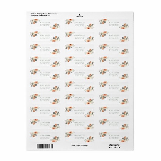 Terracotta Bloem Retouradres Etiket (Full Sheet)