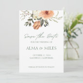 Terracotta Bloem Uitnodiging Bewaar de Datum (Staand voorkant)