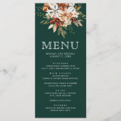 Terracotta Bloem Wilde Bloem Smaragdgroene Trouw Menu (Voorkant)