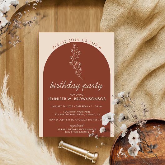 Terracotta Bloem Zomer Herfst Verjaardag Kaart