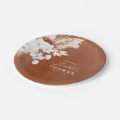 Terracotta Bloemachtige Boho Bruiloftsfeest  Papieren Bordje (Gekanteld)