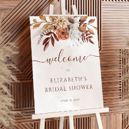 Terracotta Bloemachtige Boho Herfst Bruiloft Feest Poster