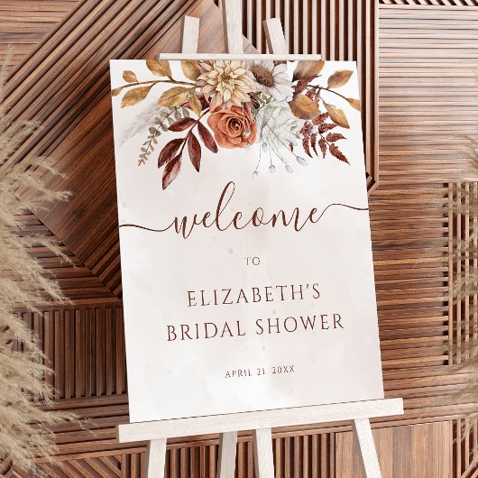 Terracotta Bloemachtige Boho Herfst Bruiloft Feest Poster