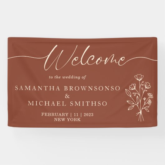 Terracotta bloemboeket Boho Botanicals Welkom Spandoek (Horizontaal)