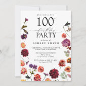 Terracotta Bloemen 100ste Verjaardagsfeestje Elega Kaart (Voorkant)