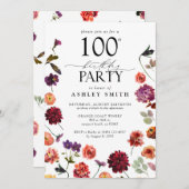 Terracotta Bloemen 100ste Verjaardagsfeestje Elega Kaart (Voorkant / Achterkant)