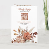 Terracotta Bloemen Alles in Eén QR Code Bruiloft (Achterkant)