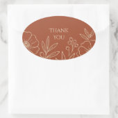 Terracotta Bloemen Bedankt Ovaal Sticker (Tas)