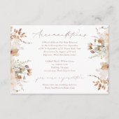 Terracotta Bloemen Boho Bruiloft Accommodatie Informatiekaartje (Voorkant)