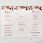 Terracotta Bloemen Boho Fall Bruiloft Trifold Menu (Voorkant)