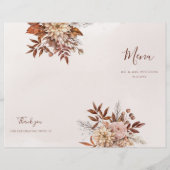 Terracotta Bloemen Boho Fall Bruiloft Trifold Menu (Achterkant)