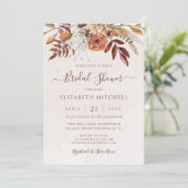 Terracotta Bloemen Boho Herfst Aardse Bruiloft Kaart (Staand voorkant)