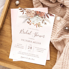 Terracotta Bloemen Boho Herfst Aardse Bruiloft Kaart