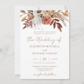 Terracotta Bloemen Boho Herfst Alles in één bruilo Kaart (Voorkant)