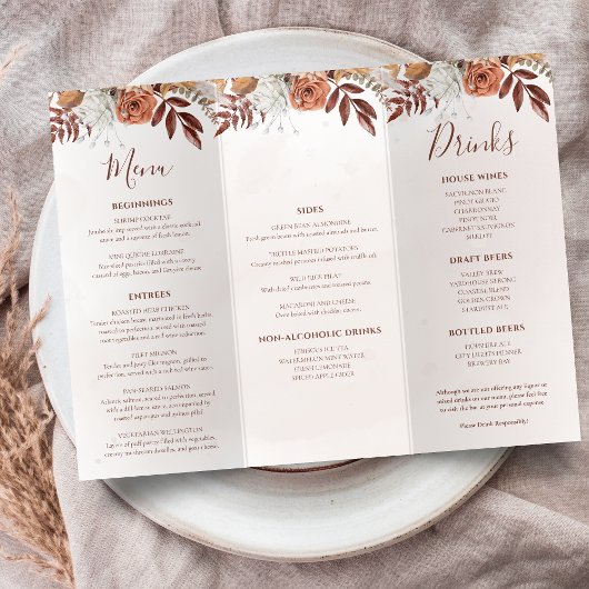 Terracotta Bloemen Boho Herfst Bruiloft Drievoudig