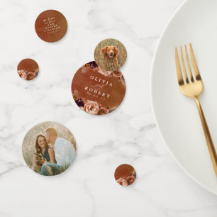 Terracotta bloemen Boho moderne trouwfoto Confetti