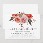 Terracotta Bloemen boho paar douche Kaart (Voorkant / Achterkant)