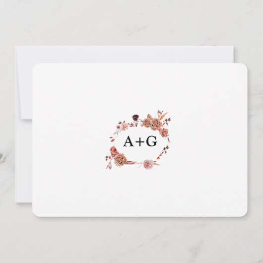 Terracotta Bloemen boho paar douche Kaart (Achterkant)