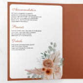 Terracotta Bloemen Boho Pampas Verbrand Oranje Tro Drieluik Uitnodiging (Binnenzijde eerst)