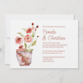 Terracotta bloemen, botanische klei pot bruiloft kaart (Voorkant)