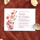 Terracotta bloemen, botanische klei pot bruiloft kaart