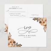 Terracotta Bloemen Botanische QR Code Bruiloft RSV Briefkaart (Voorkant / Achterkant)