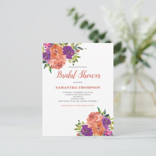 Terracotta Bloemen Bruids Douche Uitnodiging (Staand voorkant)