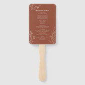  Terracotta Bloemen Bruiloft Handventilatorprogram Handwaaier (Achterkant)