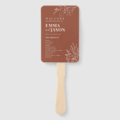  Terracotta Bloemen Bruiloft Handventilatorprogram Handwaaier (Voorkant)