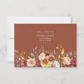 Terracotta Bloemen Bruiloft RSVP Kaart Herfst Boho (Achterkant)