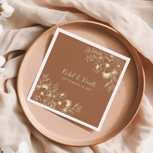 Terracotta Bloemen Bruiloft Servetten
