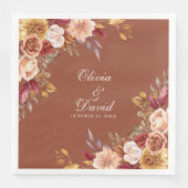 Terracotta Bloemen Bruiloft Servetten Aangepaste N (Voorkant)