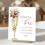 Terracotta Bloemen & Champagne Mimosa Bar Douche Poster<br><div class="desc">Verander de richtingen en personaliseer gebruikend de vorm van de sjabloon.</div>