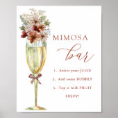 Terracotta Bloemen & Champagne Mimosa Bar Douche Poster (Voorkant)
