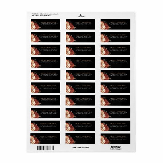 Terracotta Bloemen Elegant Boho Zwart Etiket (Full Sheet)