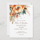 Terracotta Bloemen Elegante Rustieke Fall Wedding Kaart (Voorkant)