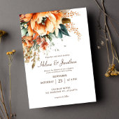 Terracotta Bloemen Elegante Rustieke Fall Wedding Kaart