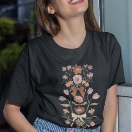 Terracotta bloemen en bogen t-shirt