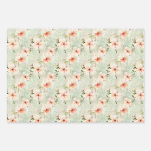 Terracotta Bloemen en groen Elegante Bloemen Inpakpapier Vel (Voorkant 3)